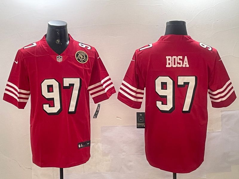 Men San Francisco 49ers 97 Bosa Red Throwback Second generation 2024 Nike Limited NFL Jersey style 3